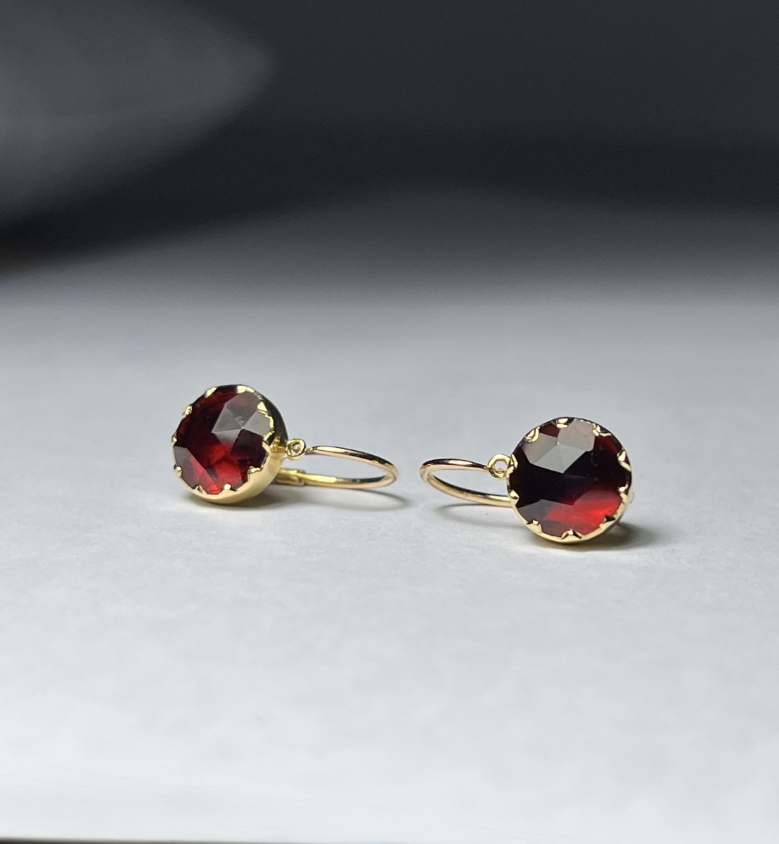 Dormeuses Anciennes Or Et Grenats-photo-2