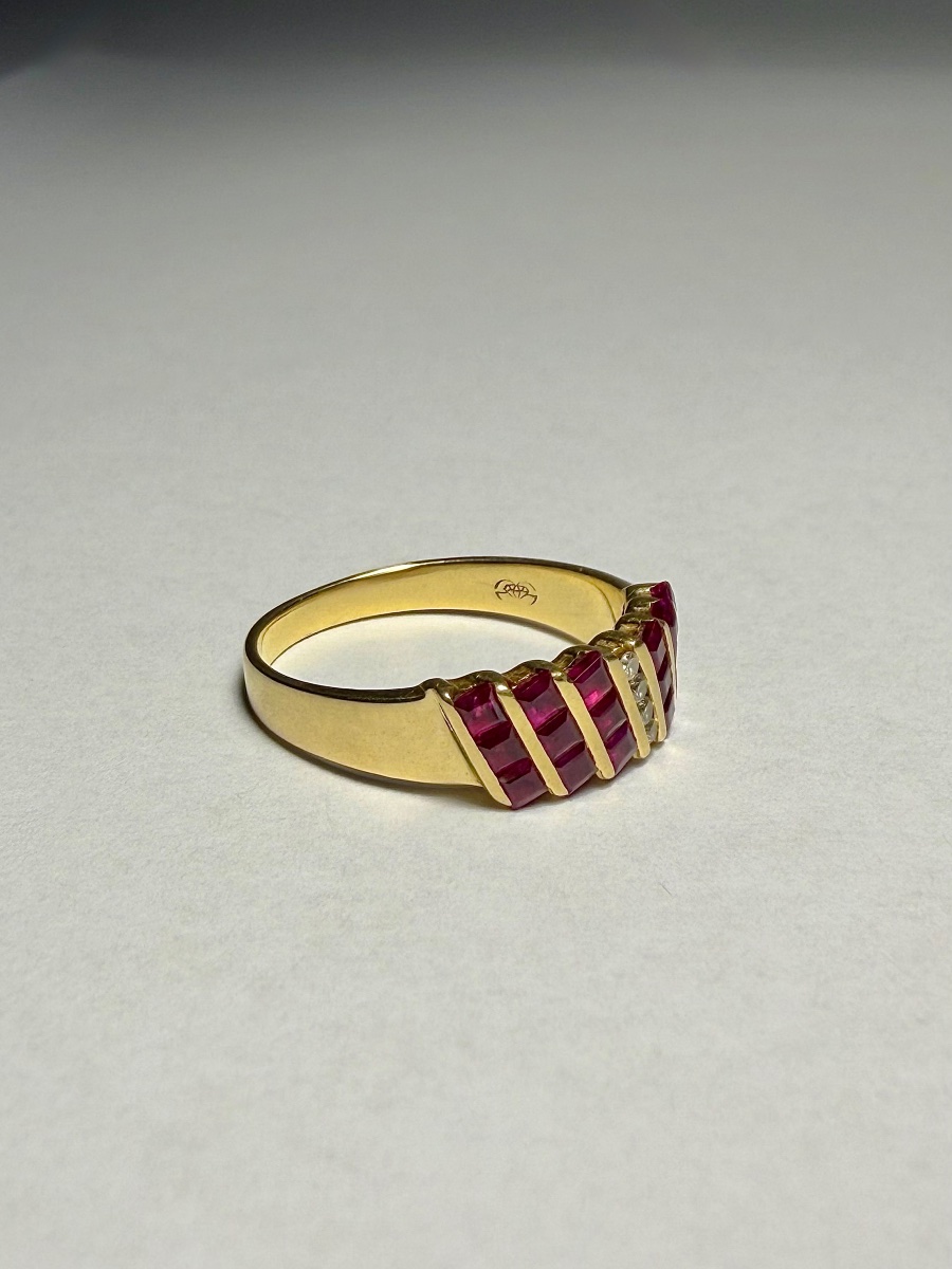 Bague en or  750 - diamants et rubis-photo-3