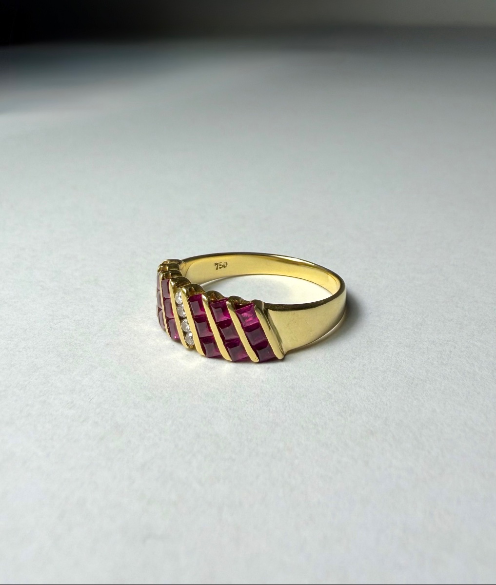 Bague en or  750 - diamants et rubis