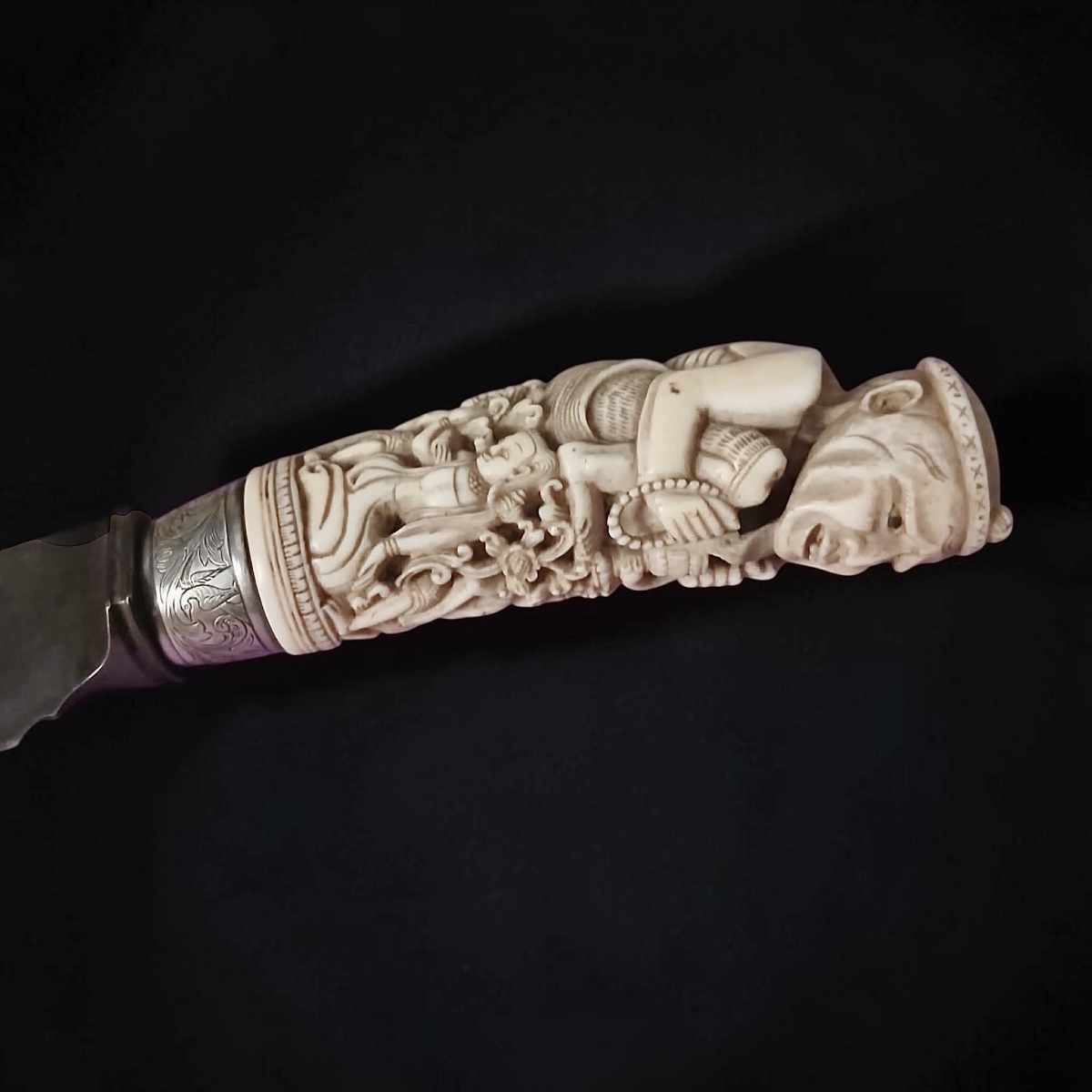 Couteau Bowie indien par Arnachellum de Salem - XIXe siècle-photo-2