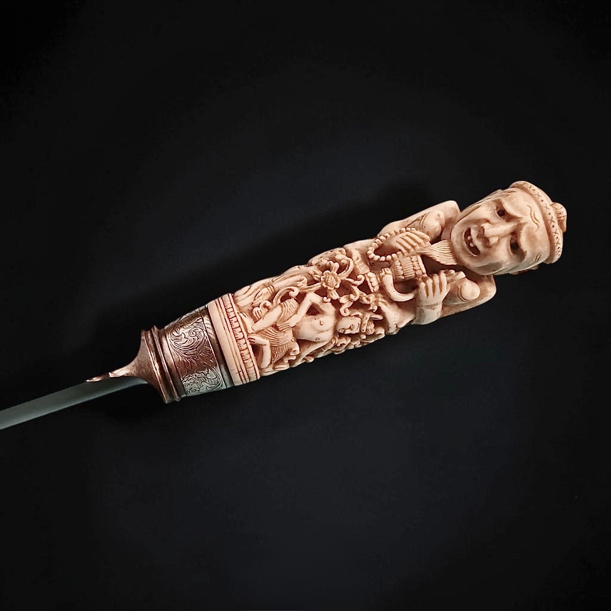 Couteau Bowie indien par Arnachellum de Salem - XIXe siècle-photo-3