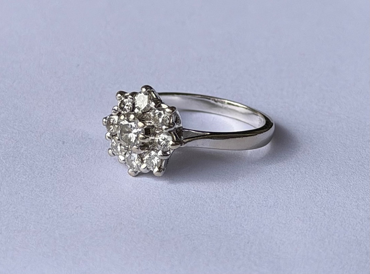 White Gold Daisy Ring With Diamonds