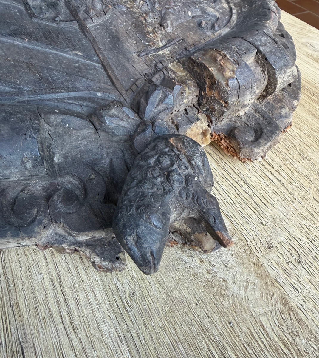 Armoiries de Philippe II d'Espagne - blason en bois fin XVIe / début XVIle siècle-photo-5