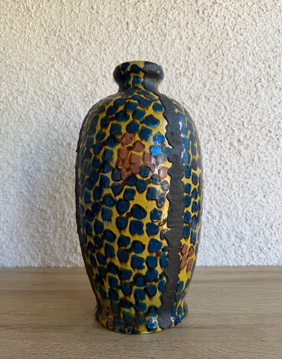 émile Simonod - Sispa Art Deco Vase, Glazed Ceramic -photo-4