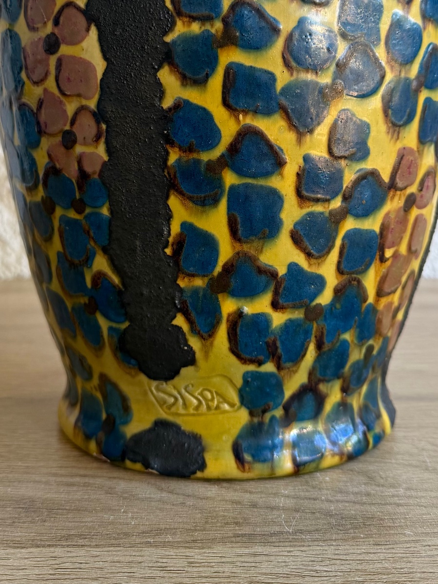 émile Simonod - Sispa Art Deco Vase, Glazed Ceramic -photo-1