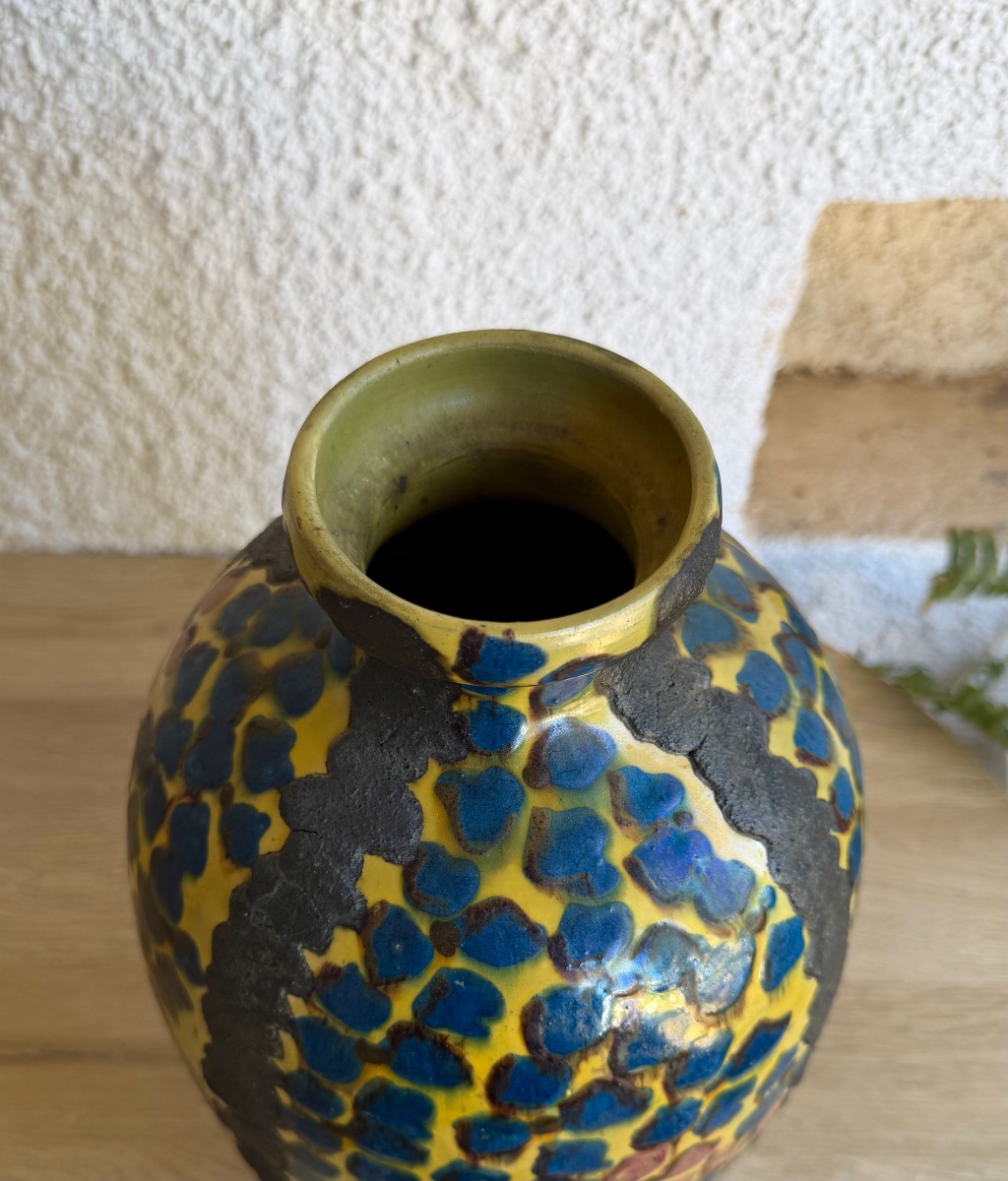 émile Simonod - Sispa Art Deco Vase, Glazed Ceramic -photo-2