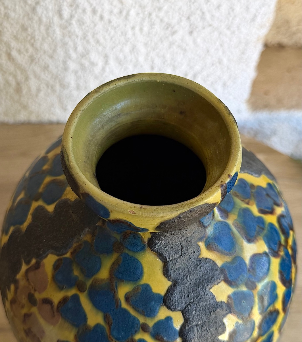 émile Simonod - Sispa Art Deco Vase, Glazed Ceramic -photo-4