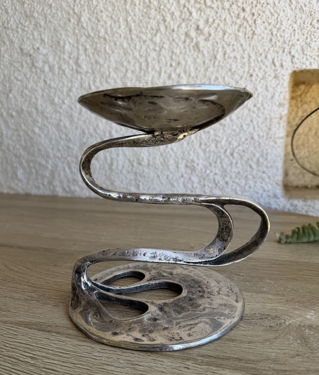Brutalist Bronze Candleholder By Kurt Jesch-photo-3