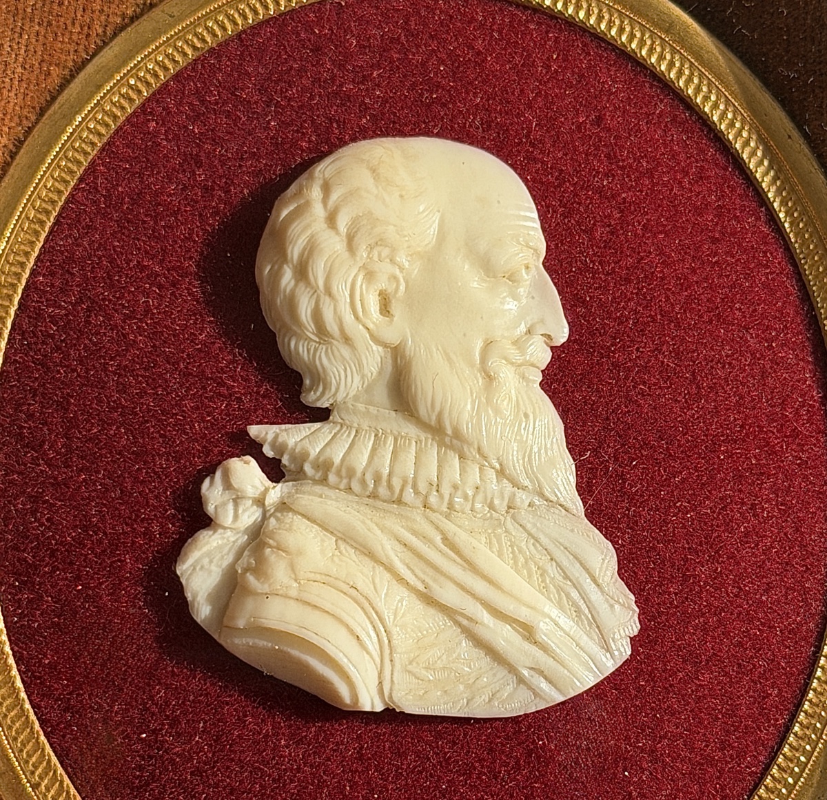 Carved Ivory Miniature—profile Of Henry Iv, 19th Century-photo-2
