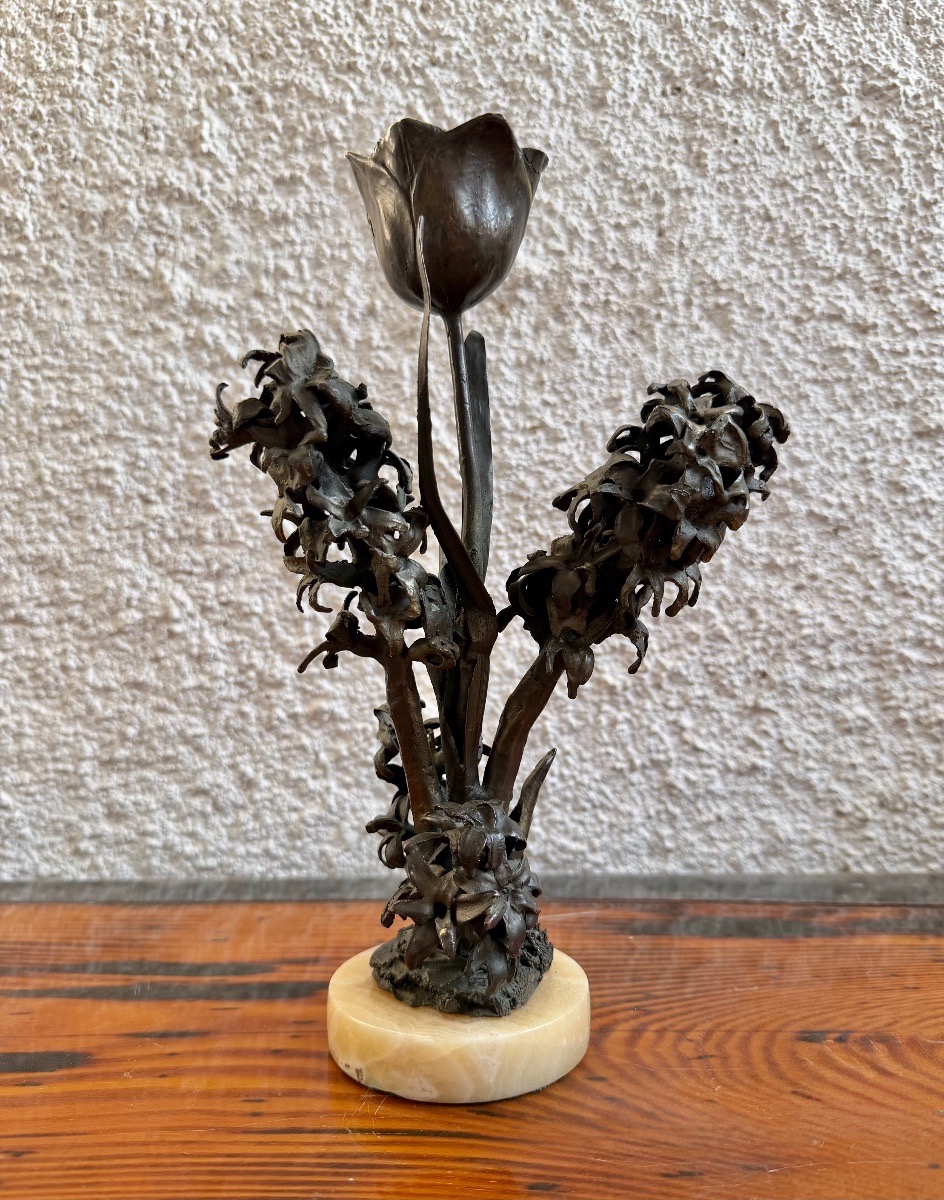 Hyacinth-shaped Bronze Candleholder