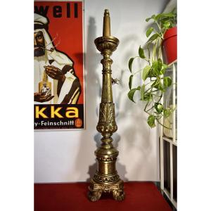 Gilded Wooden Candle Holder – 19th Century Baroque Style 