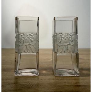 Pair Of René Lalique Vases - "trois Valses," Circa 1929