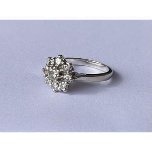 Bague marguerite or blanc et diamants