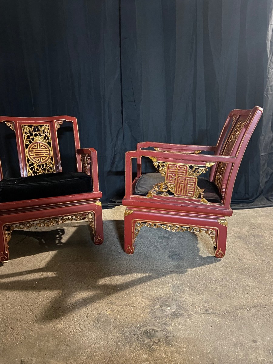 Paire De Fauteuils Chinois -photo-3