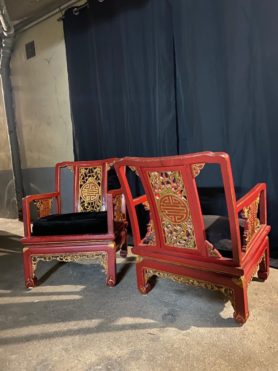 Paire De Fauteuils Chinois -photo-2