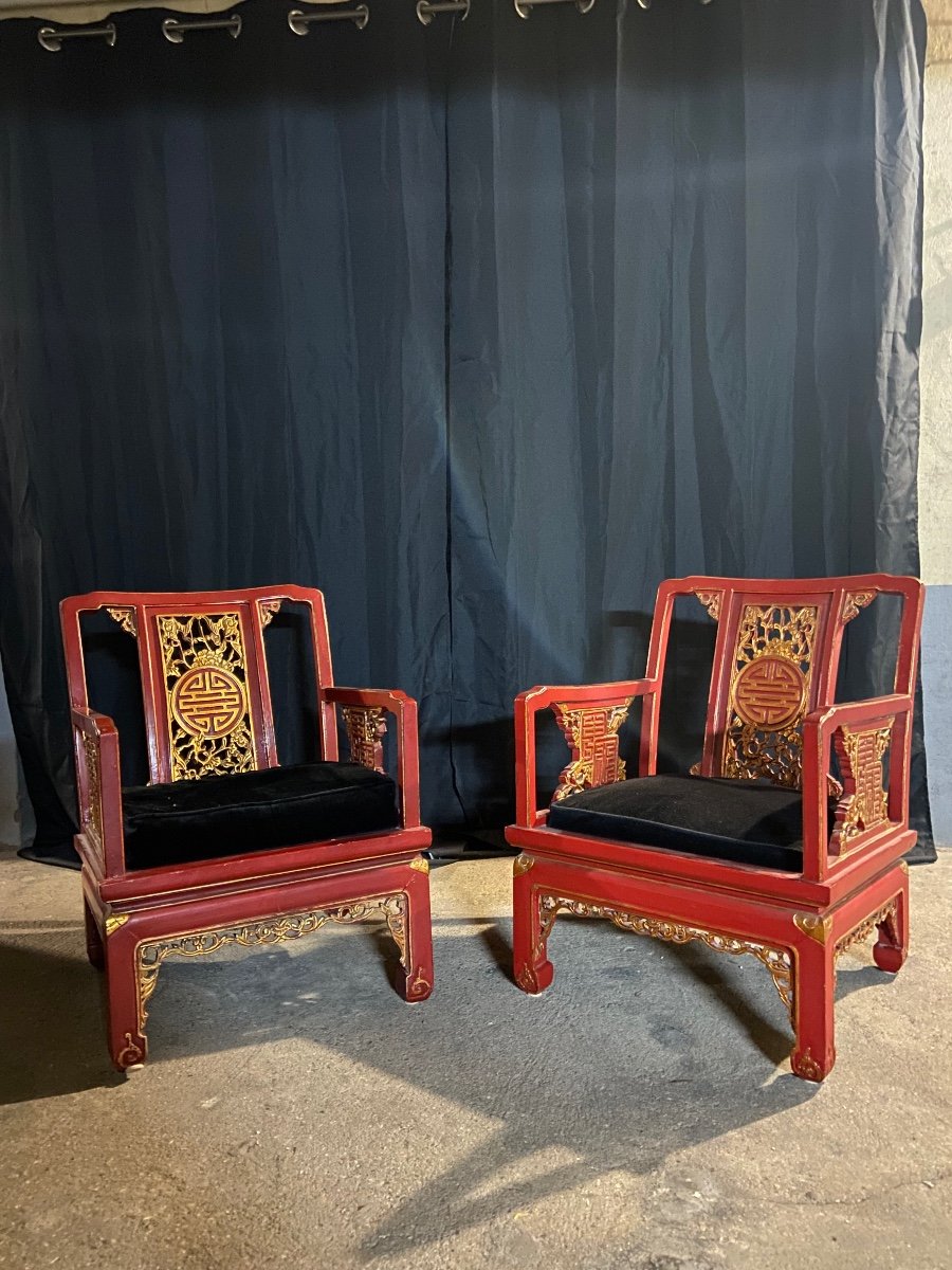 Paire De Fauteuils Chinois 