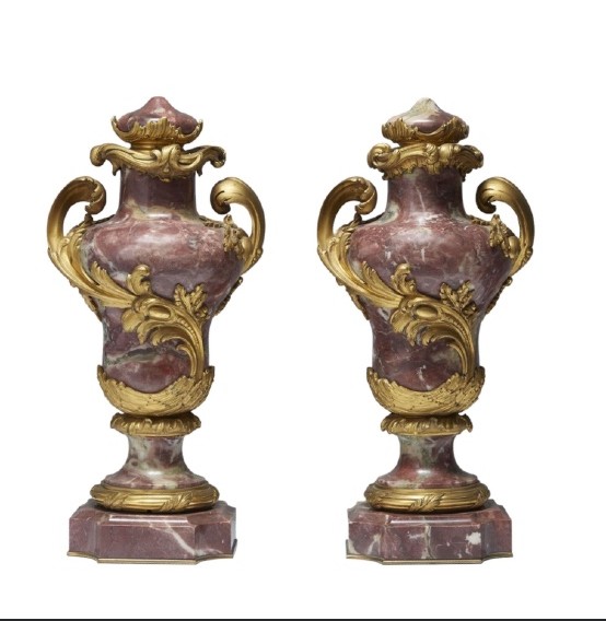 Pair Of Marble And Gilded Bronze Cassolettes 