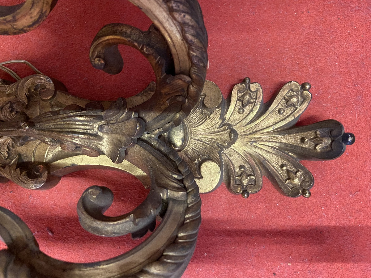 Paire d applique bronze doré -photo-1