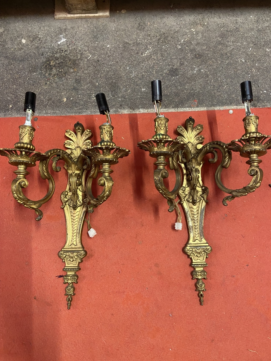 Paire d applique bronze doré 