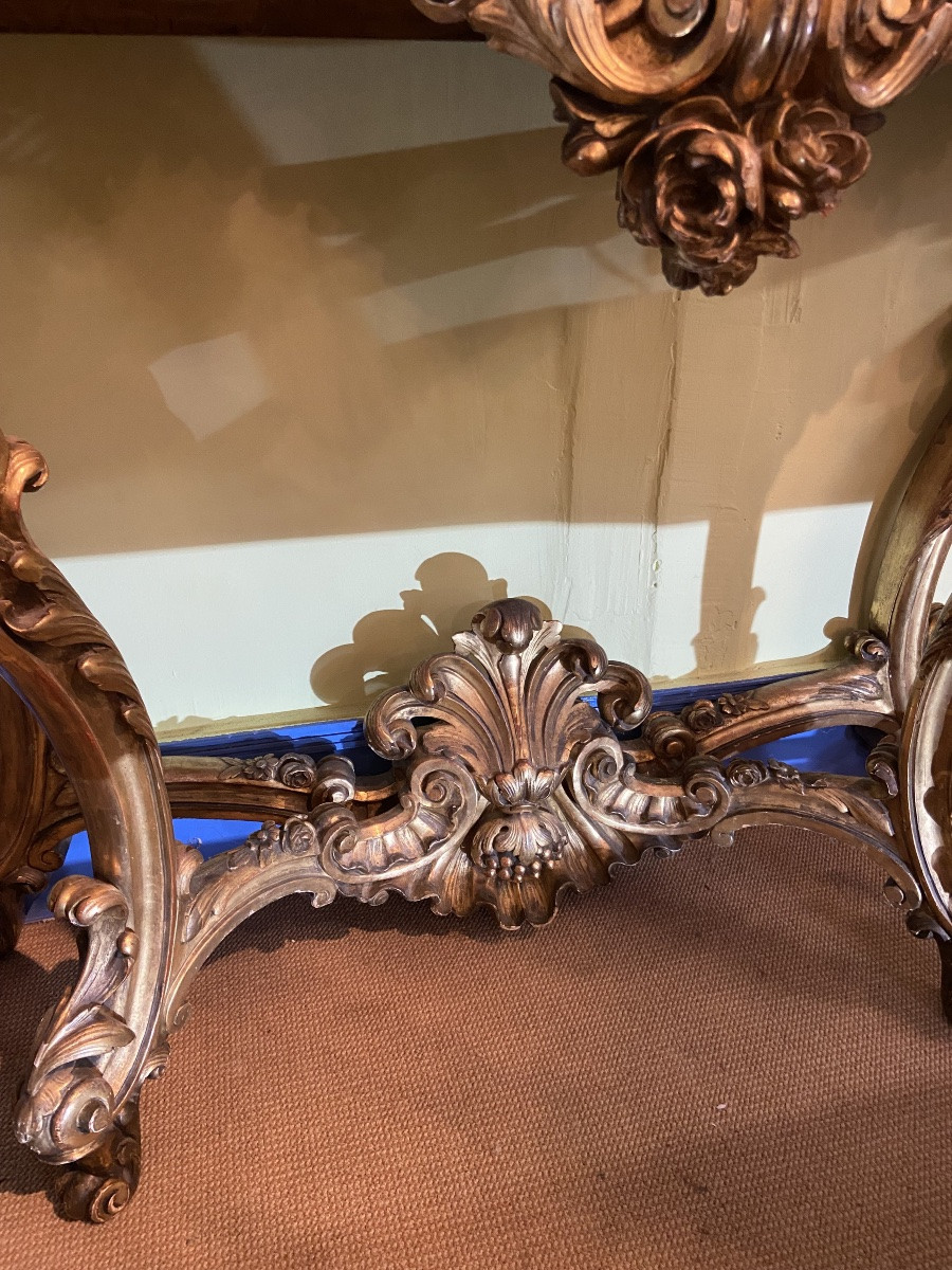 Gilded Wood Console Table In The Louis XV Style-photo-4