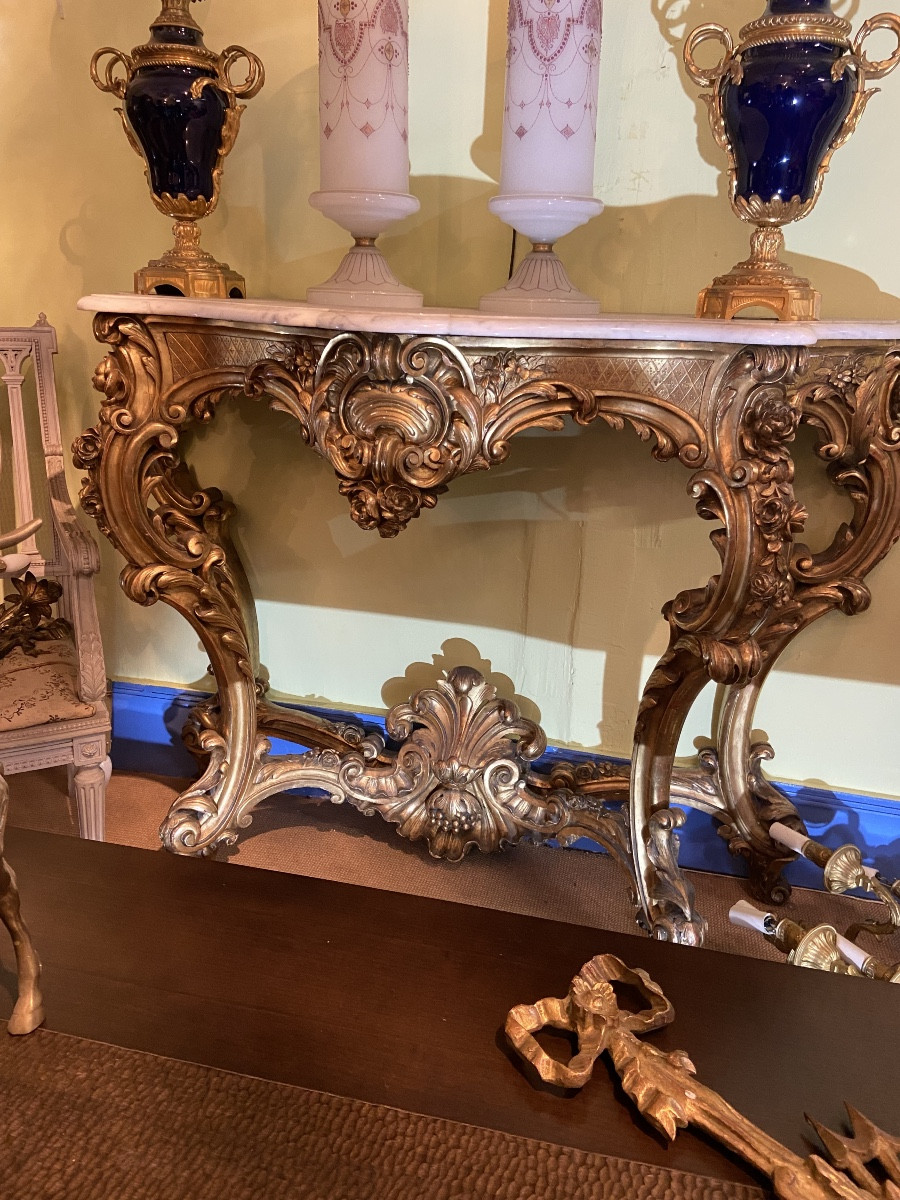 Gilded Wood Console Table In The Louis XV Style