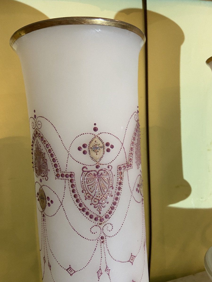 Large Pair Of Opaline Vases-photo-2