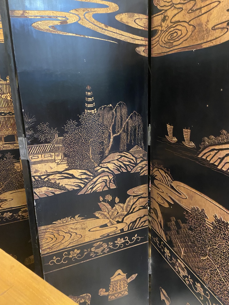 Gold-lacquered Folding Screen -photo-4