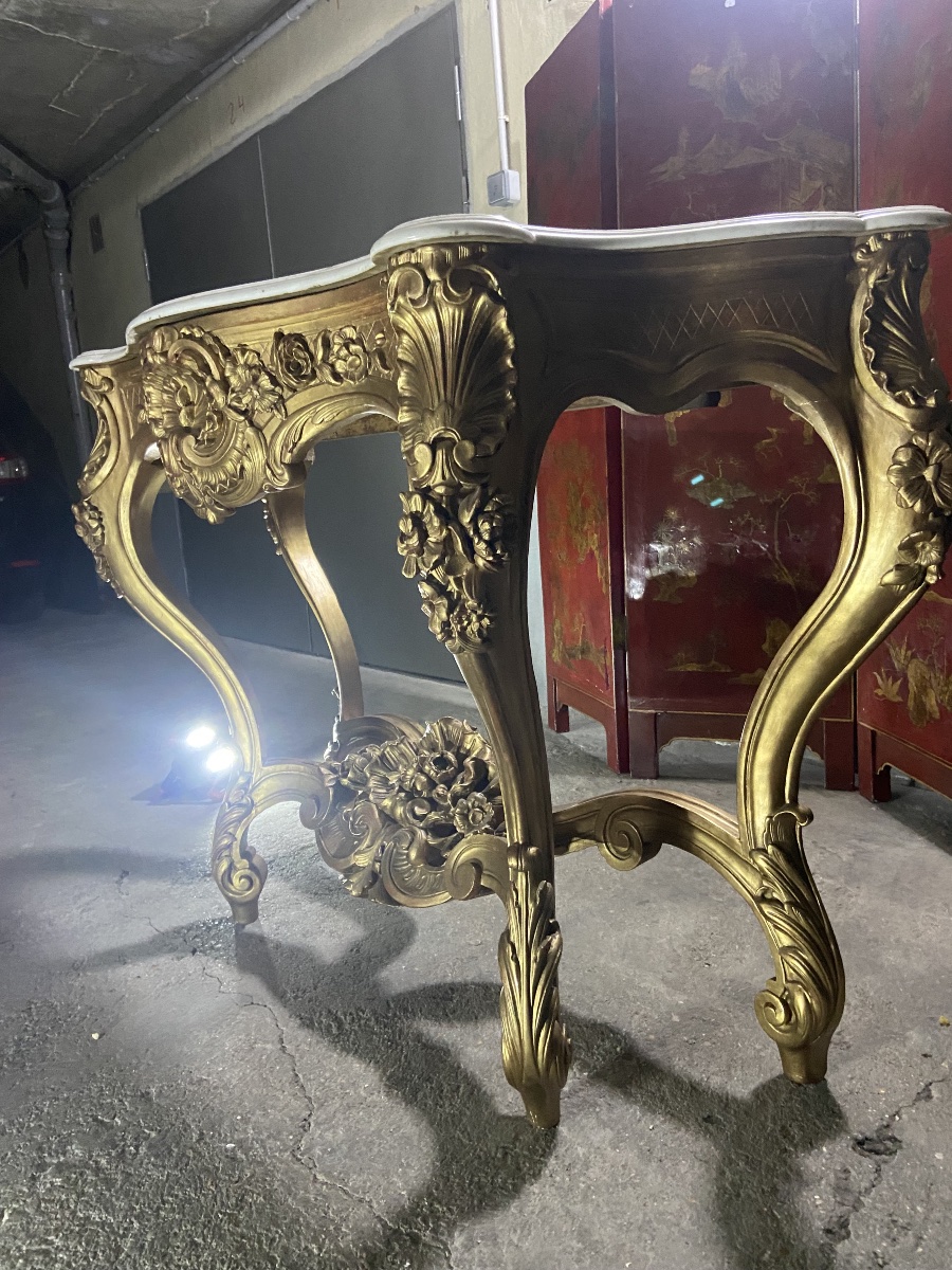 condole de style louis XV bois dore-photo-5
