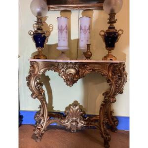 Gilded Wood Console Table In The Louis XV Style