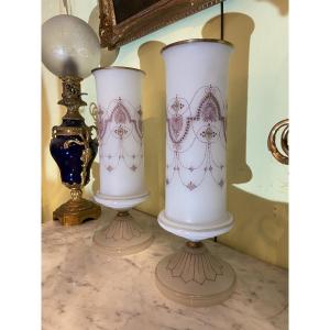 grande paire de vase opaline