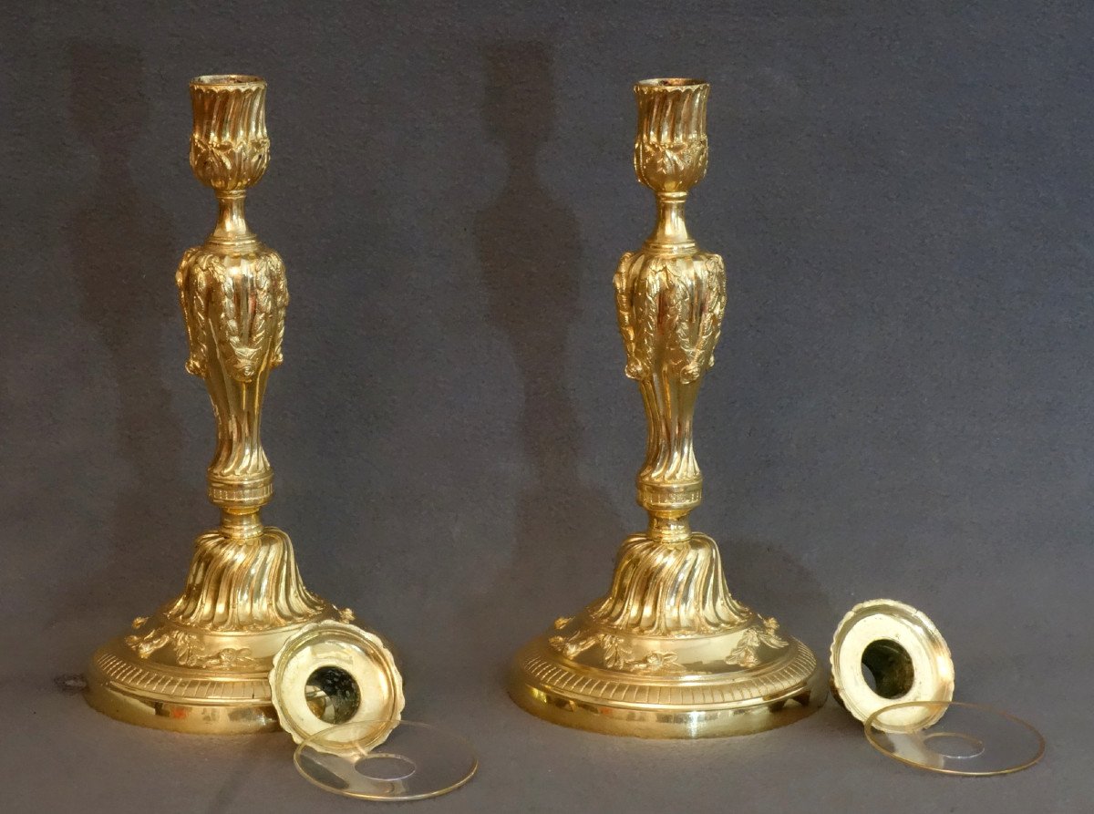 Pair Of Large Candlesticks Louis XVI Period-photo-2