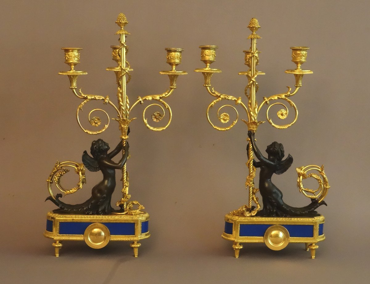 Pair Of Rare Candelabra Around 1770-photo-1