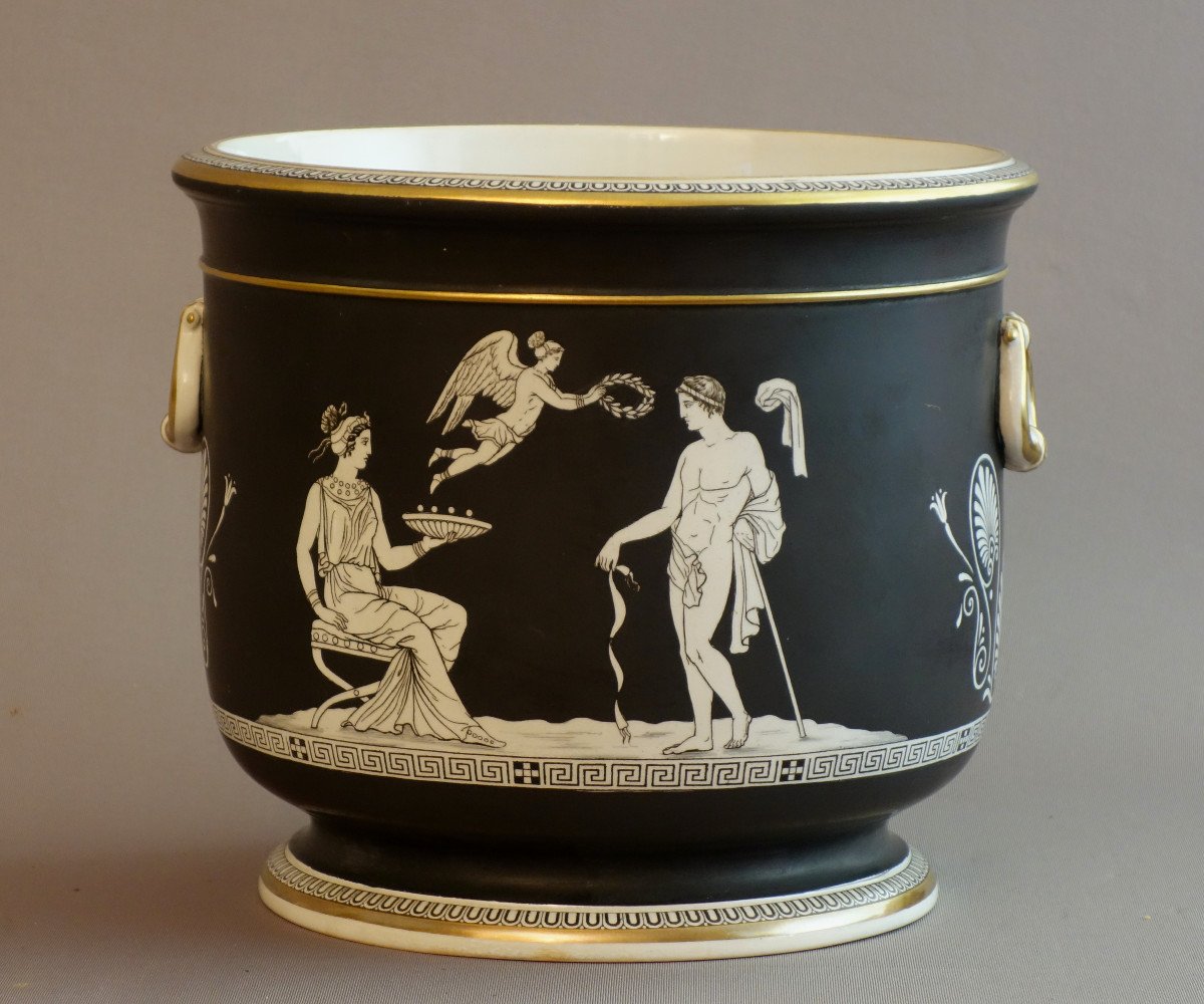 Paire De grands caches pots  En Porcelaine De Paris  1820-photo-3