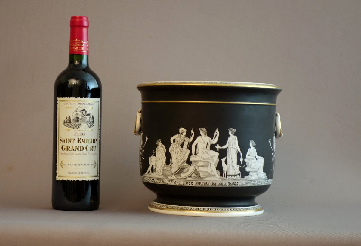 Paire De grands caches pots  En Porcelaine De Paris  1820-photo-2