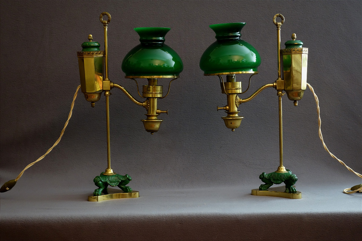 Paire de rares quinquets début XIX ème