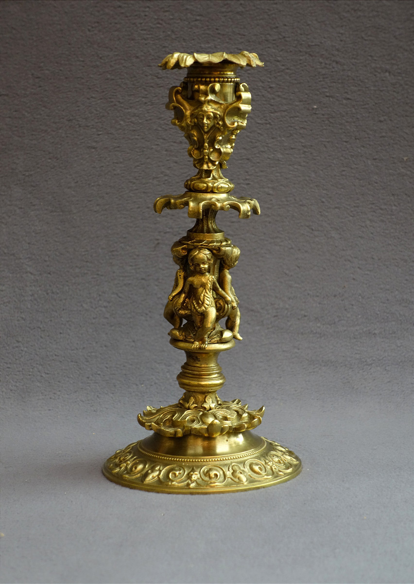 Paire de flambeaux de style Renaissance XIXème siècle-photo-3