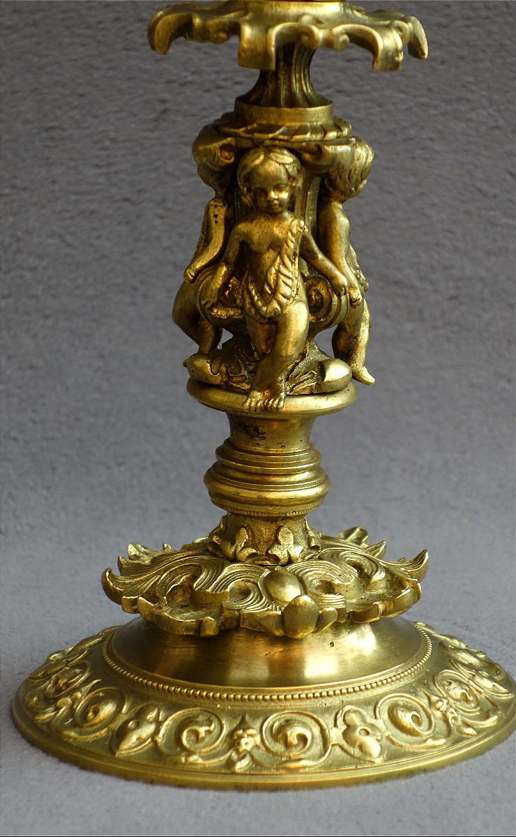 Paire de flambeaux de style Renaissance XIXème siècle-photo-1