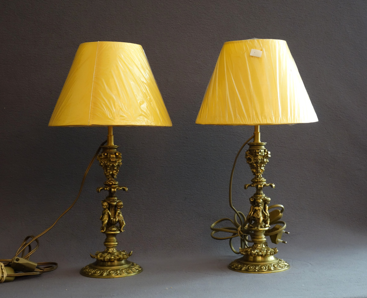 Paire de flambeaux de style Renaissance XIXème siècle-photo-2