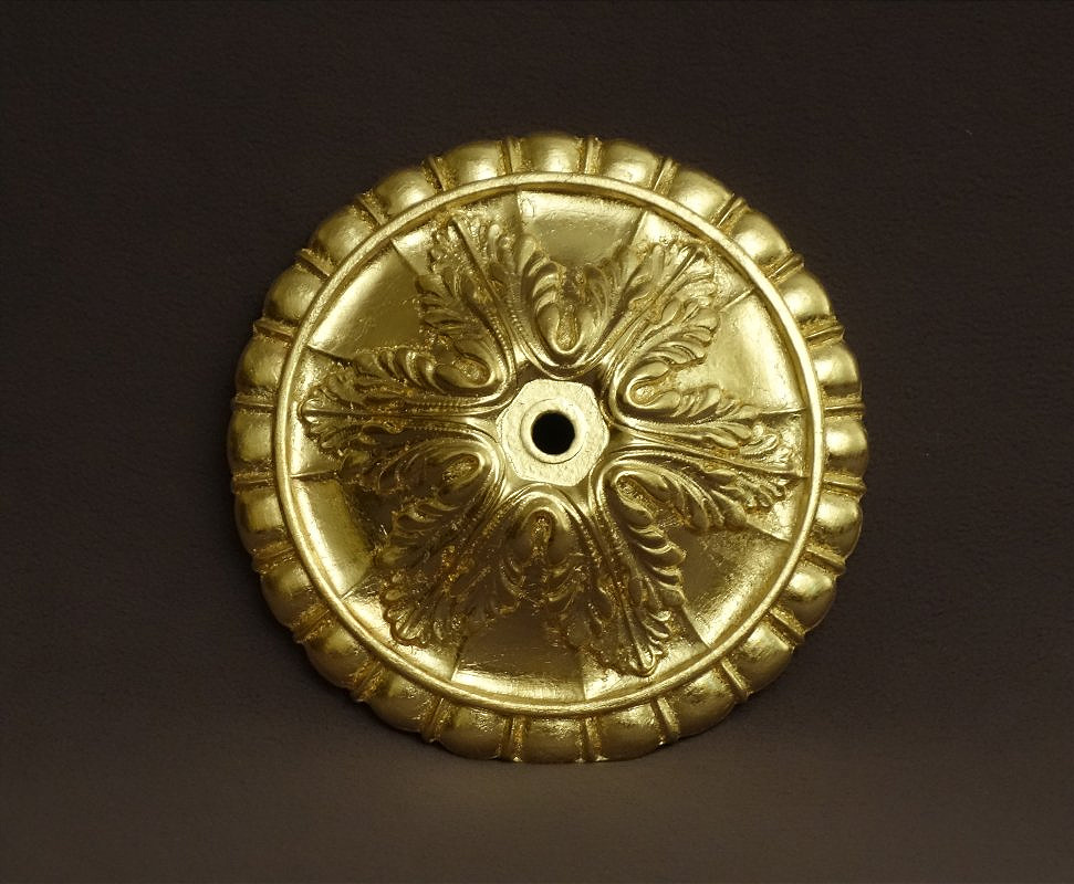 Large Chandelier Rosette In Gilded Bronze, Late 19th To Early 20th Century.-photo-2