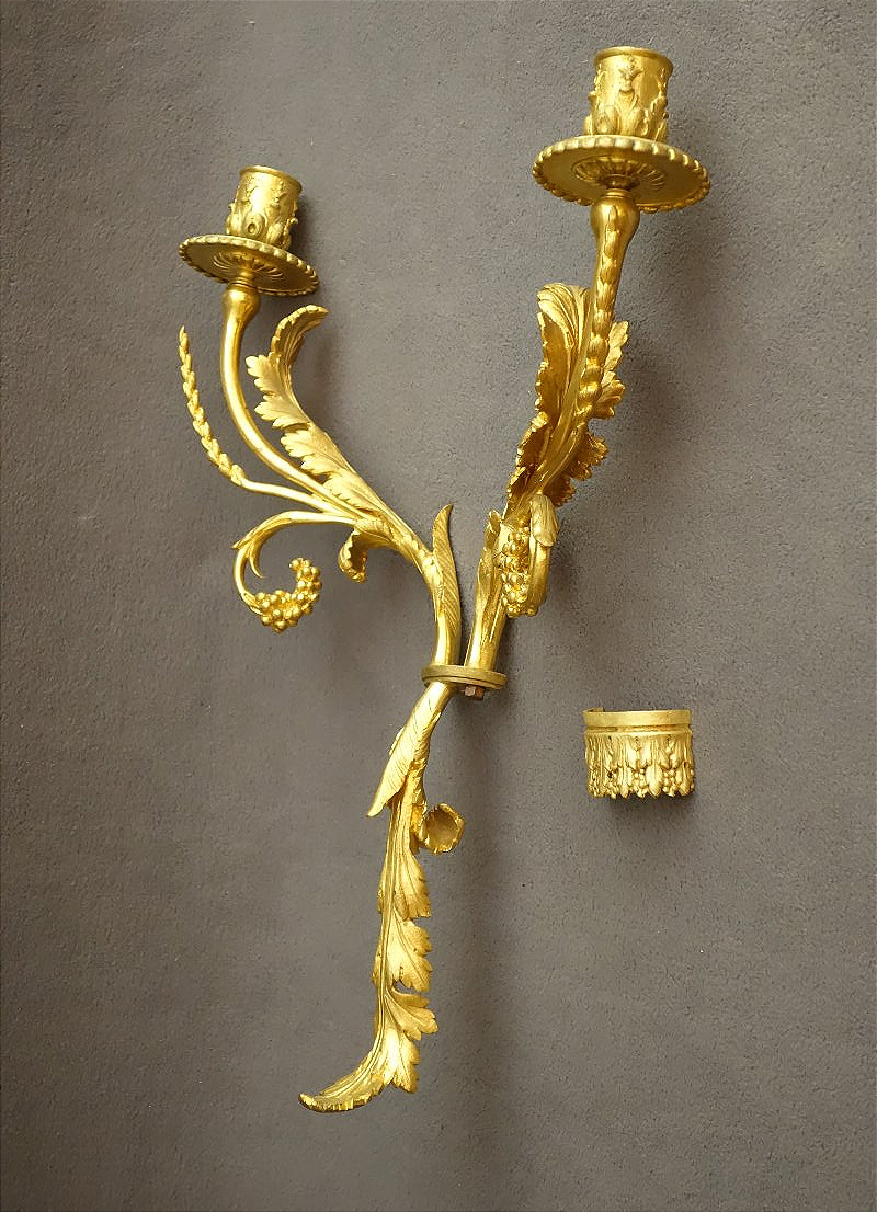 Pair Of Wood Paneling Sconces, 1780-photo-3