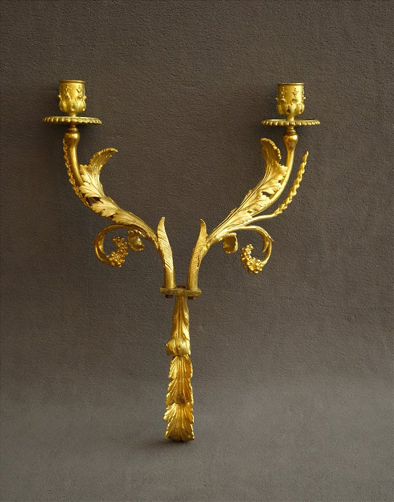 Pair Of Wood Paneling Sconces, 1780-photo-1