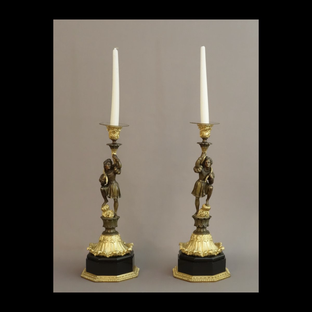 Pair Of Large Torchs Restauration Period