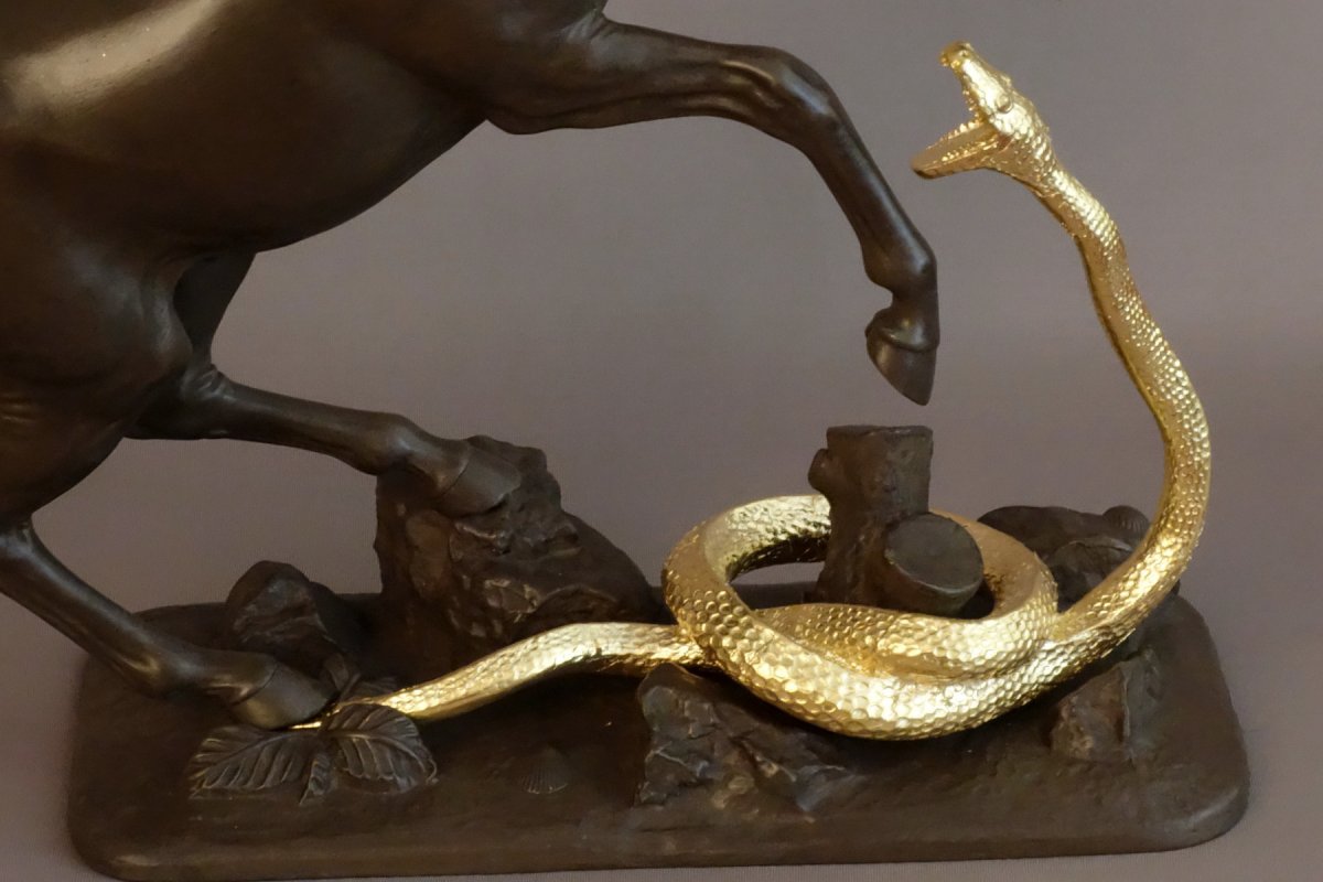 Horse Against A Snake XIXth-photo-3