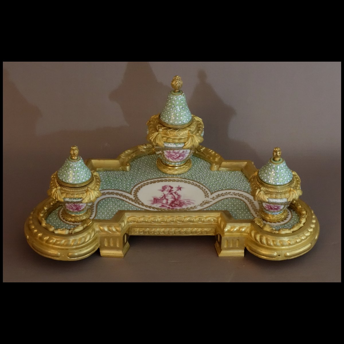  Writing Case Louis XVI With Plate And Buckets Style Sèvres Par Samson