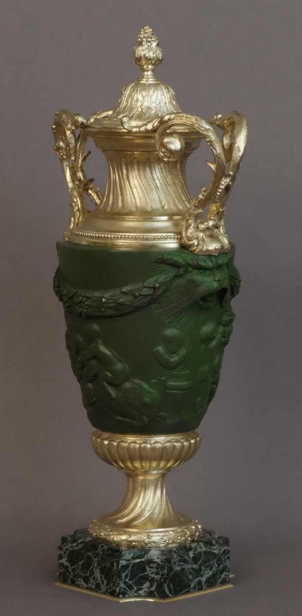 - Paire De Vases Couverts d'Après Clodion XIXème-photo-3
