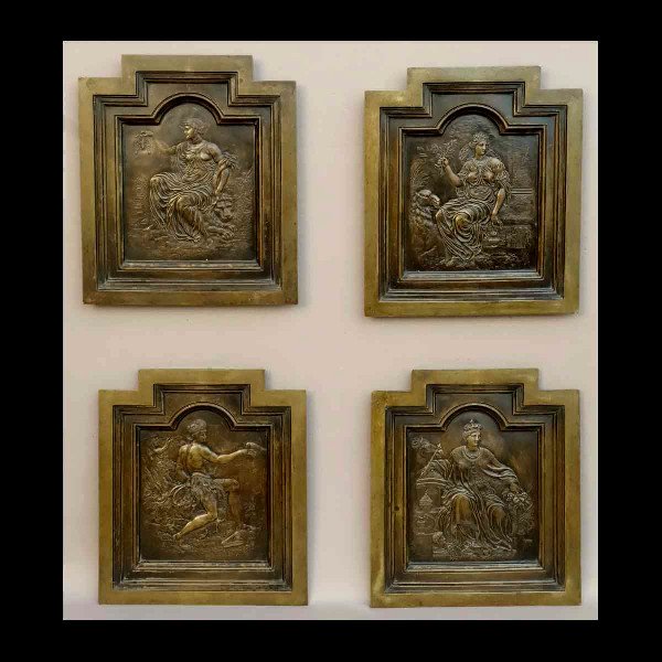 Four Bronze Panels Representing The Four Continents 