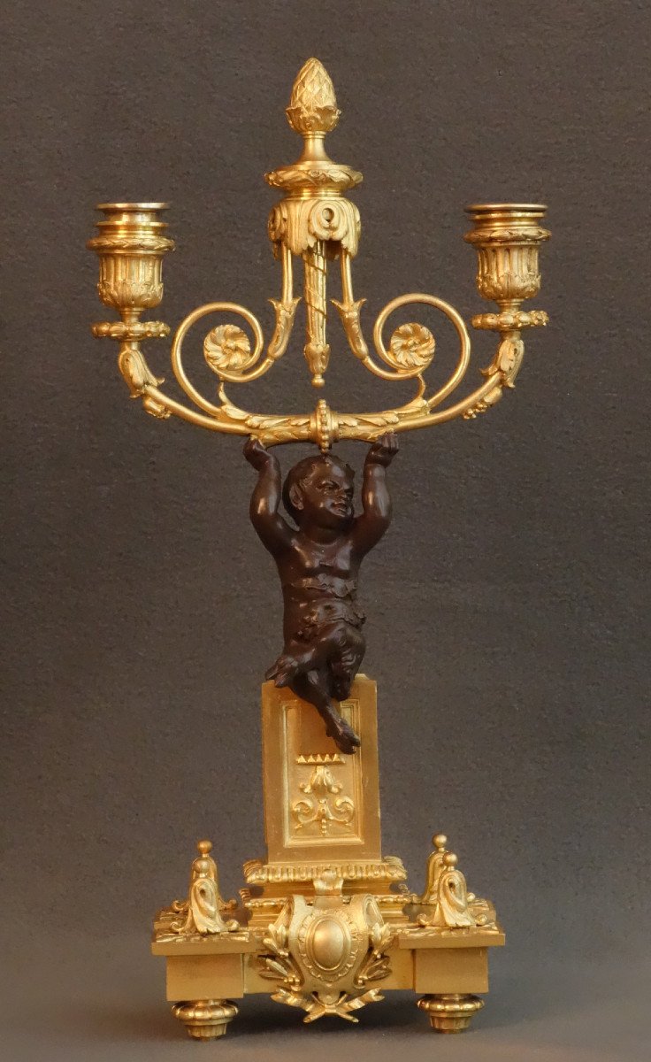 Pair Of Candelabras With Wildlife XIXth-photo-1