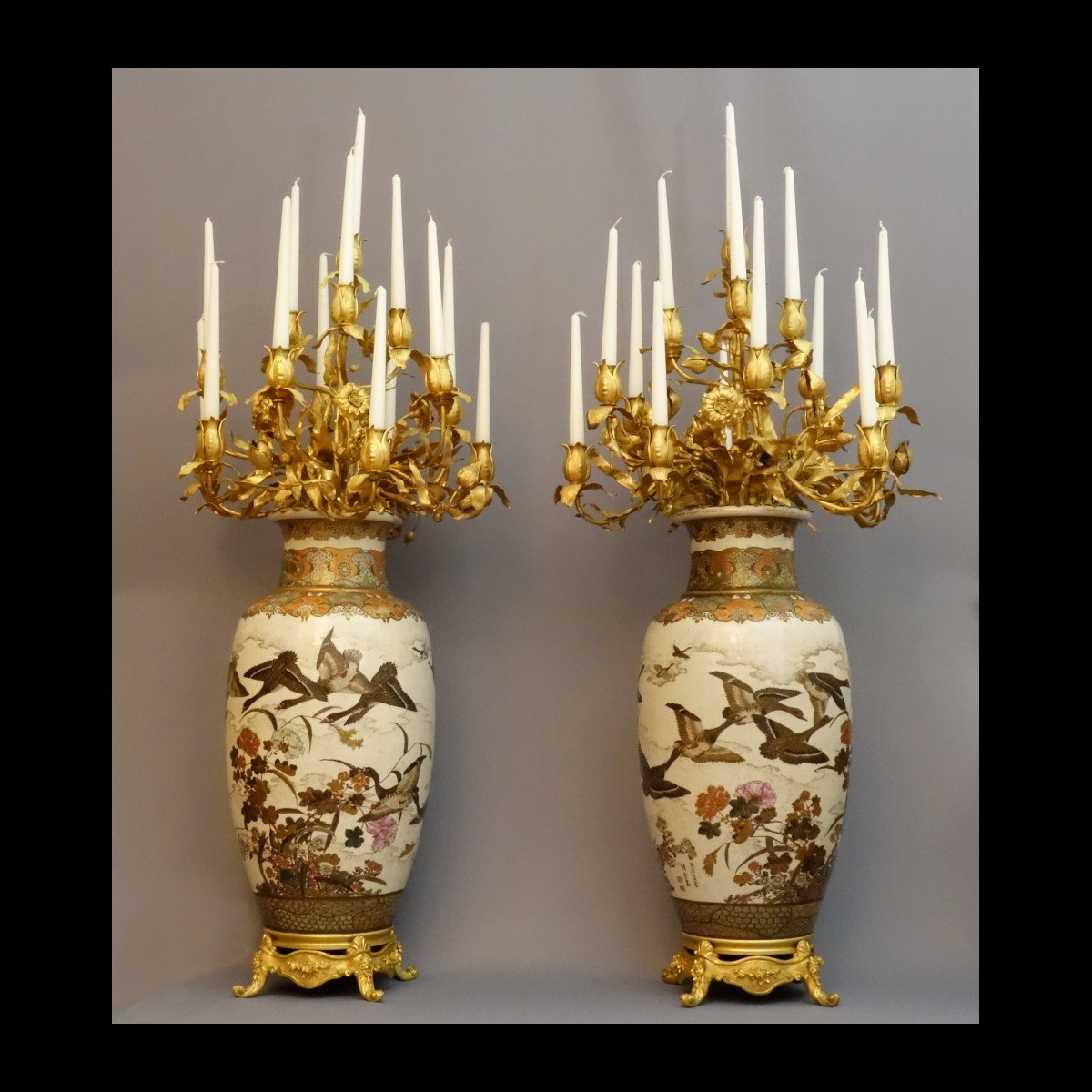 Pair Of Important Candelabras Mounted On XIXth Vases