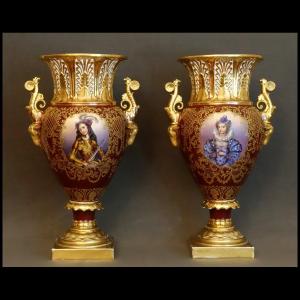  Paire d'Importants Et Rares Vases En Paris 1835  