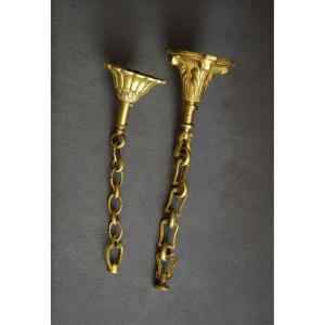 Deux suspentes de lustre XX ème .